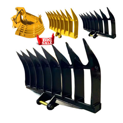 Q355B Scraper Excavator Rake Bucket, NM400 Brush Rake สำหรับรถขุด PC360 ZX300 330