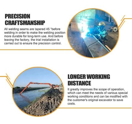 อุปกรณ์ขุดยาวขนาดเล็ก 22m กันสนิมแขนยาวสําหรับ Komatsu Hitachi  Etc