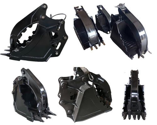 Antiwear Excavator Thumb Bucket สำหรับ 312, PC60 พร้อมฟันเหลืองดำถอดเปลี่ยนได้