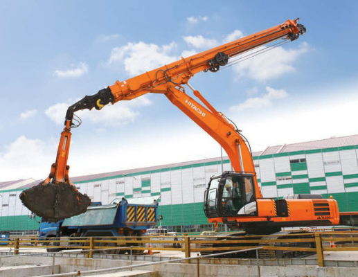 Long Reach Excavator บูมยืดไสลด์และแขนพร้อมถังแบบฝาพับ