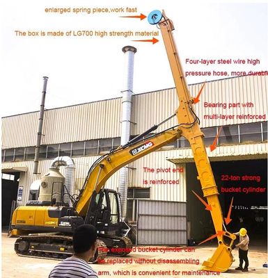 ทนทาน 20T Excavator 14M Telescopic Boom แขนยืดไสลด์สำหรับ ZX200 HITACHI
