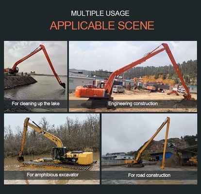 Custom Long Reach Excavator Reach, OEM ODM 8-30 เมตร ขยายแขนกระดานสําหรับ CAT ฮิตาชิ 6-120 ตัน Excavator Long Arms