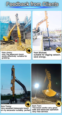 Antiwear 20-50ton Excavator Telescopic Boom สามส่วน 25m 30m 32m CAT SY PC ZX