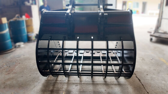 High-Capacity Excavator Rock Sorting Bucket with Mesh for Material Separation