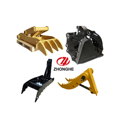 Antiwear Excavator Thumb Bucket สำหรับ CAT312, PC60 พร้อมฟันเหลืองดำถอดเปลี่ยนได้
