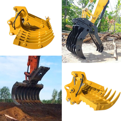 คราดป่าไม้ที่ทนทานสำหรับรถขุด Q355B Excavator Rake Bucket สำหรับ Hitachi Zx200 Zx300