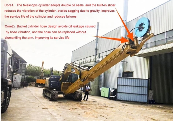 ทนทาน 20T Excavator 14M Telescopic Boom แขนยืดไสลด์สำหรับ ZX200 HITACHI Cat